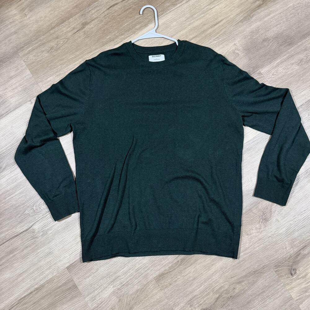 Old Navy Crew Neck Sweater Mens L Green Cotton Blend Long Sleeve Knit Pullover